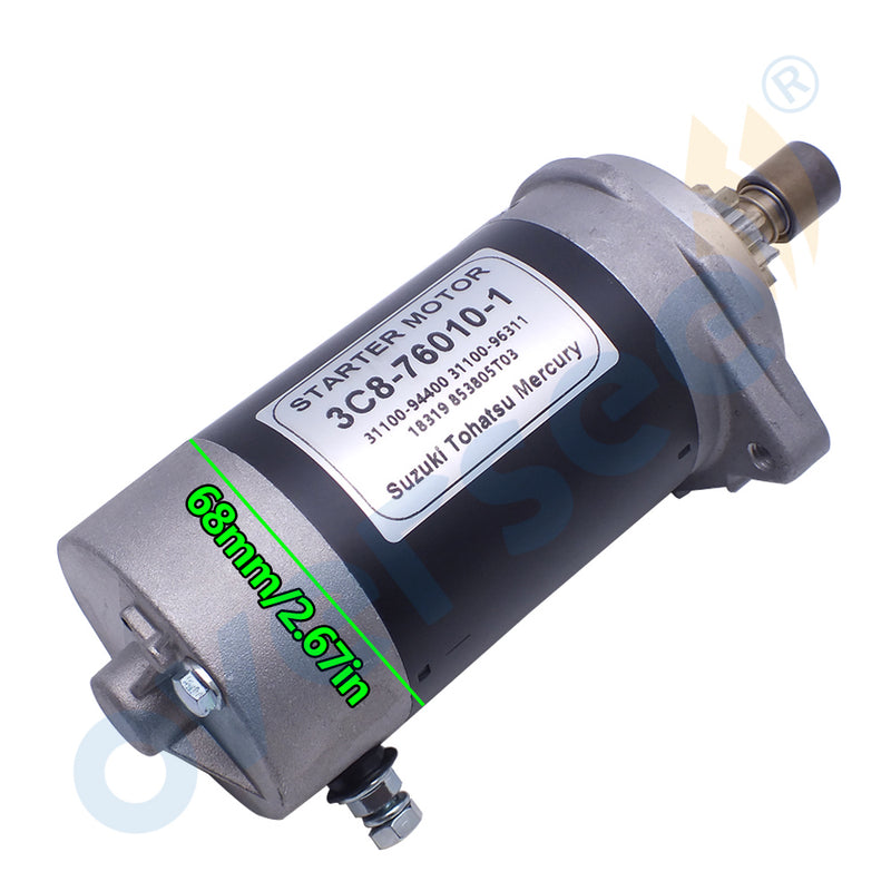 Topreal 3C8-76010-1 Starter Motor For Suzuki Tohatsu Mercury Outbord Motor;18319;853805T03;31100-94400;31100-96311;3C8-76010