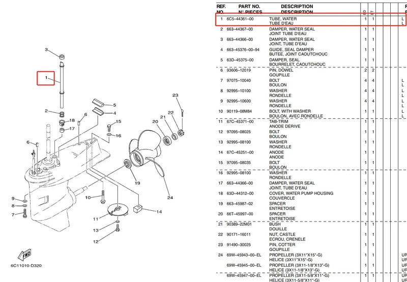 69W-42510 Steering Bracket Assy for Yamaha 2/4 Stroke 50HP 60HP Outboard Engine 69W-42510-01-4D