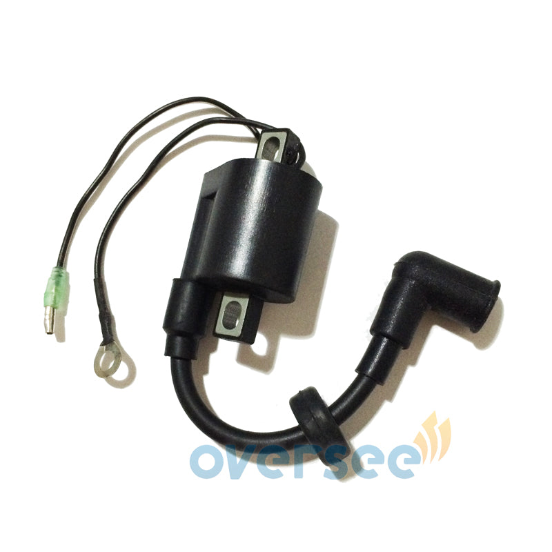 Oversee Marine 6E0-85570-00; 6E0-85570-10 Ignition Coil With Cap Replacement For Yamaha Parsun Powertec Seapro 4HP 5HP 2 Stroke Outboard Engine